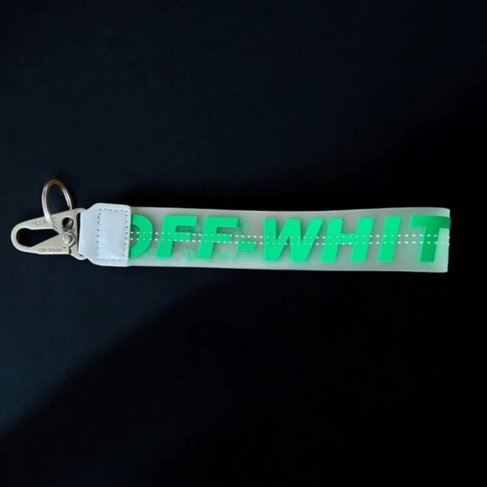 New Off-White clear w/Green Key Lanyard